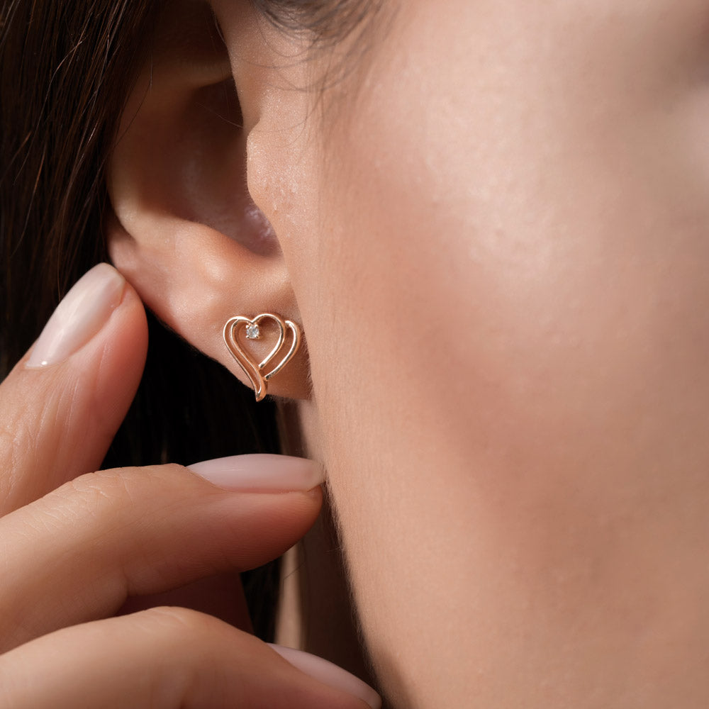 Heart Diamond Stud Earrings