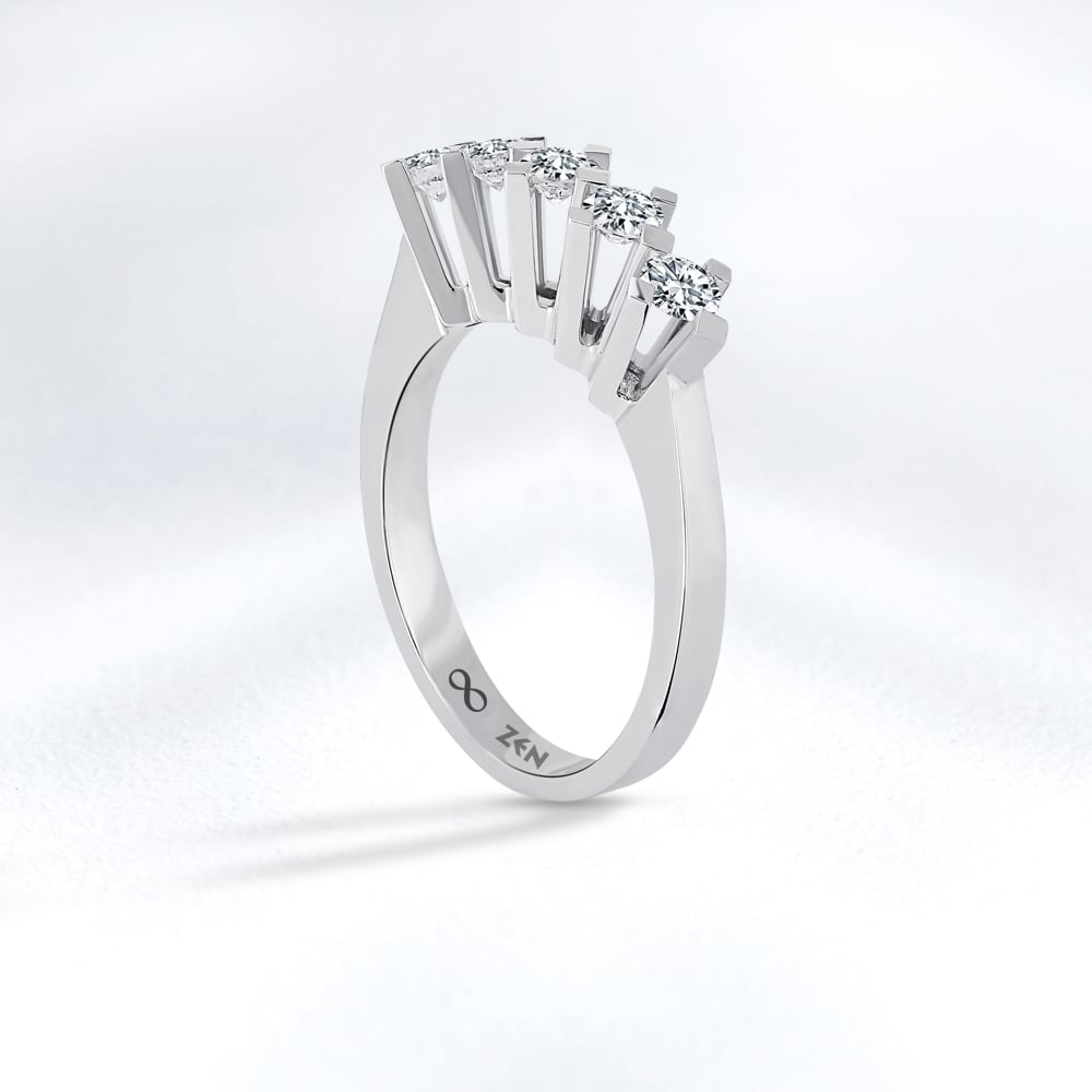 14K white gold five stone diamond ring