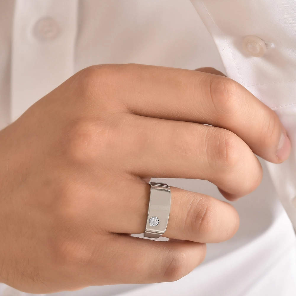 Men's Silver Diamond Ring