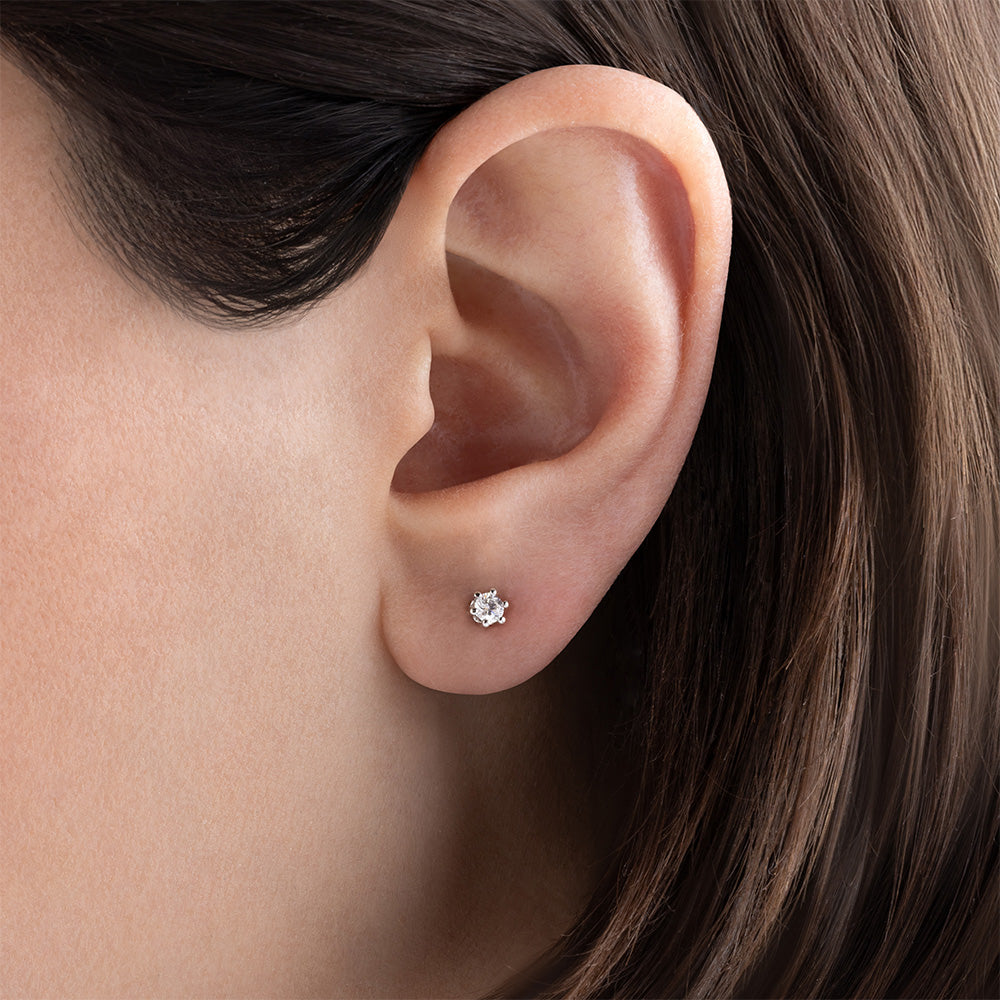 Solitaire Diamond Stud Earrings