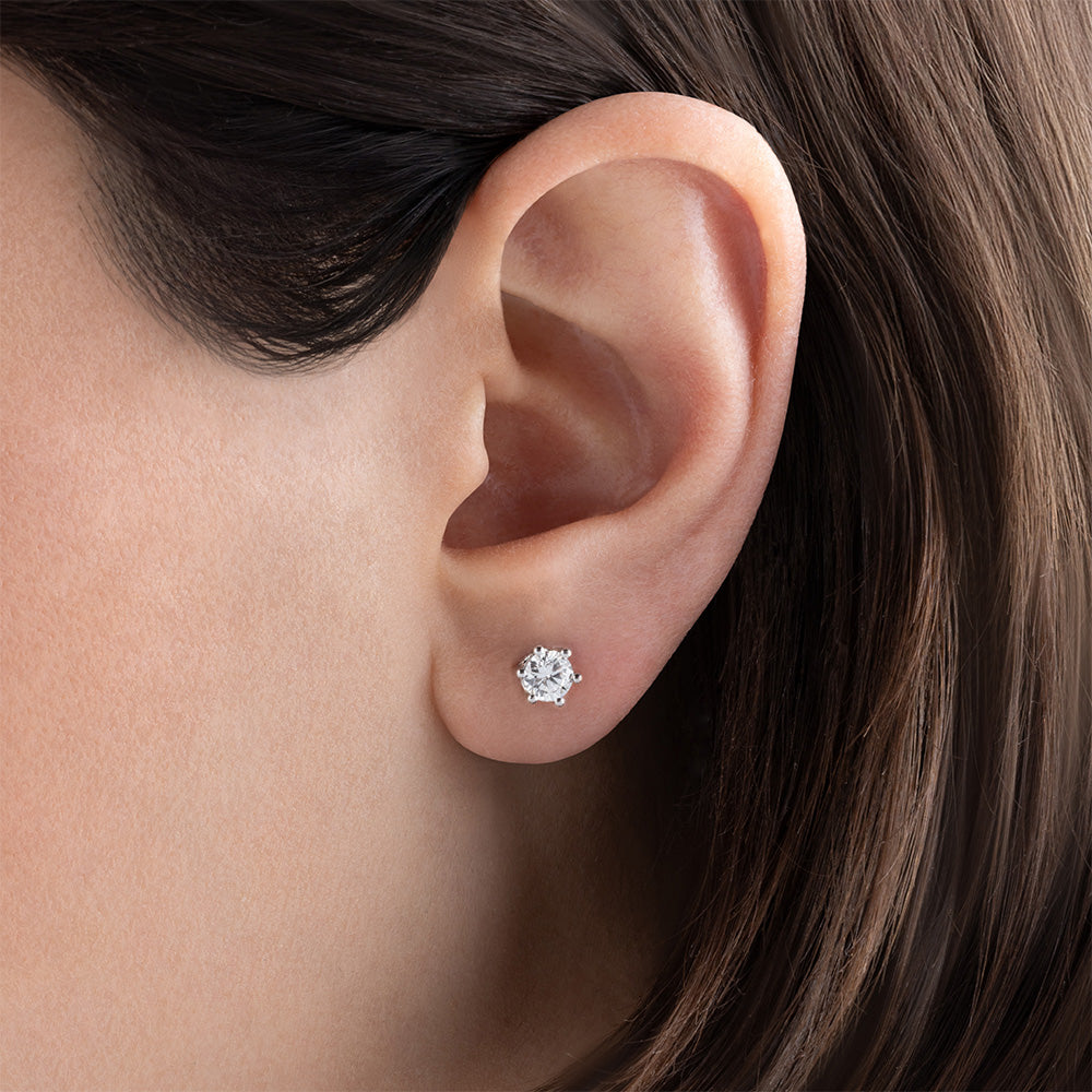 Solitaire Diamond Stud Earrings