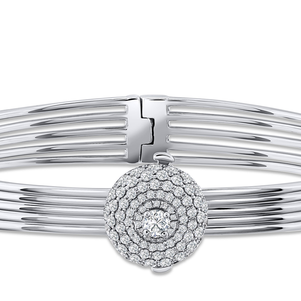 Crocker's Collection Silver Heart Shape Diamond Bracelet 85278CFSSSLTB -  Crocker's Jewelers