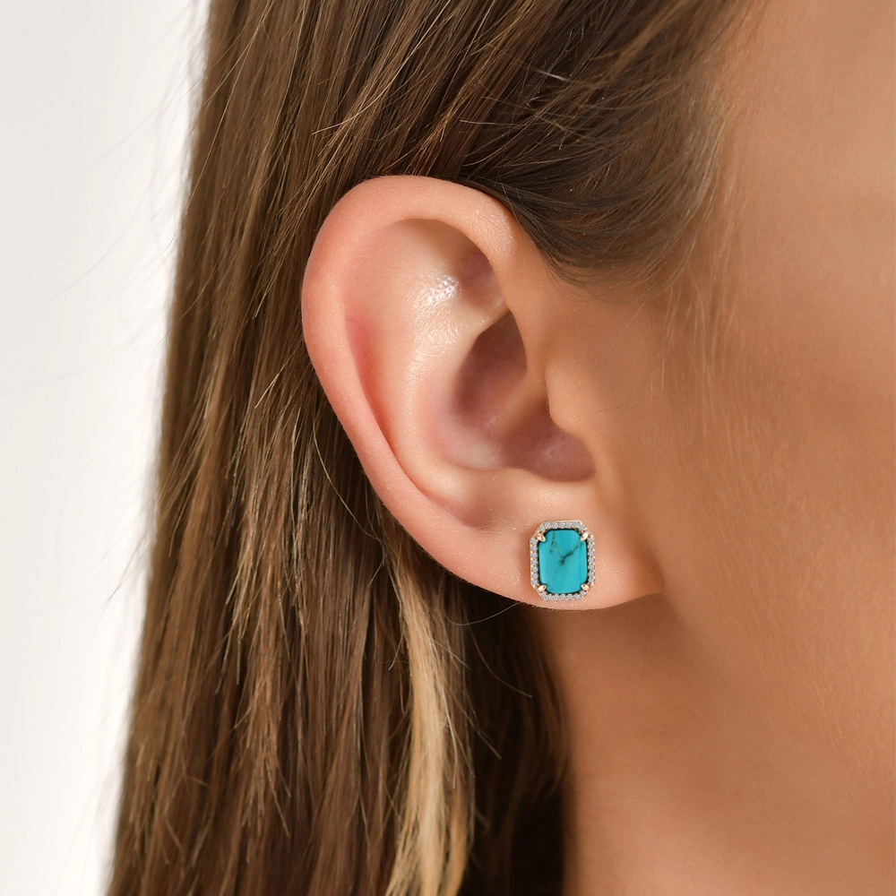 2.11 ct Diamond Turquoise Earring