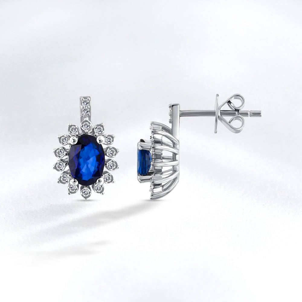 Sapphire Diamond Earstud