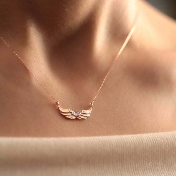 Buy 18 Diamond Cut Angel Wing Necklace Sterling Silver 925 Online in India  - Etsy