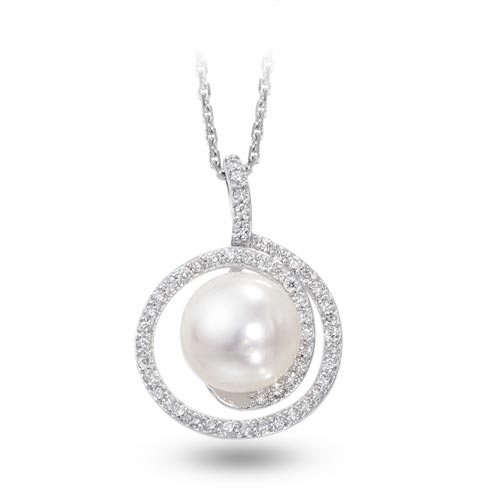 0.74 ct Pearl Diamond Necklace