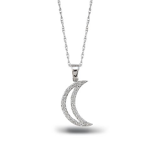 0.09 ct Crescent Moon Diamond Necklace