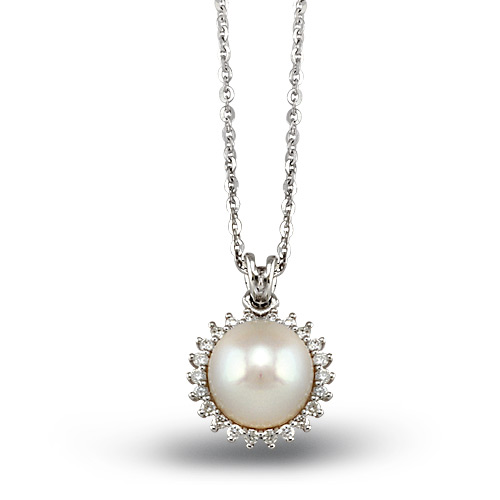 0.50 ct Pearl Diamond Necklace