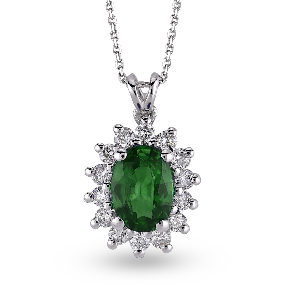 0.96 ct Emerald Diamond Necklace