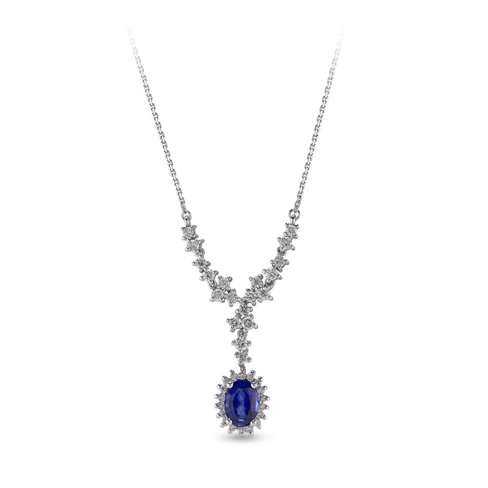1.48 ct Sapphire Diamond Necklace - 3000334920 / ZEN Diamond - US