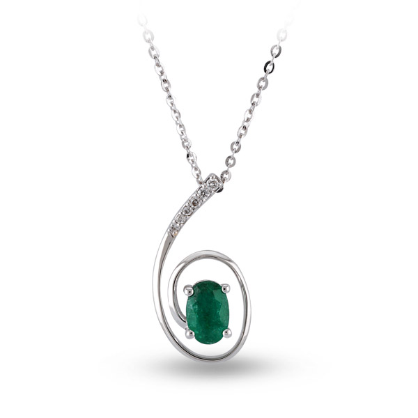 0.49 ct Emerald Diamond Necklace