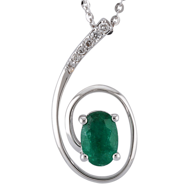 0.49 ct Emerald Diamond Necklace
