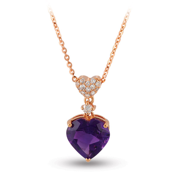 1.59 ct Amethyst Diamond Necklace