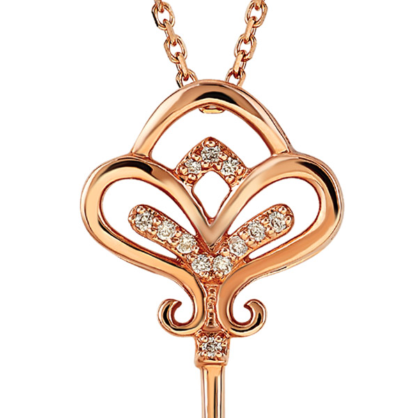 0.09 ct Lucky Charm Key Diamond Necklace