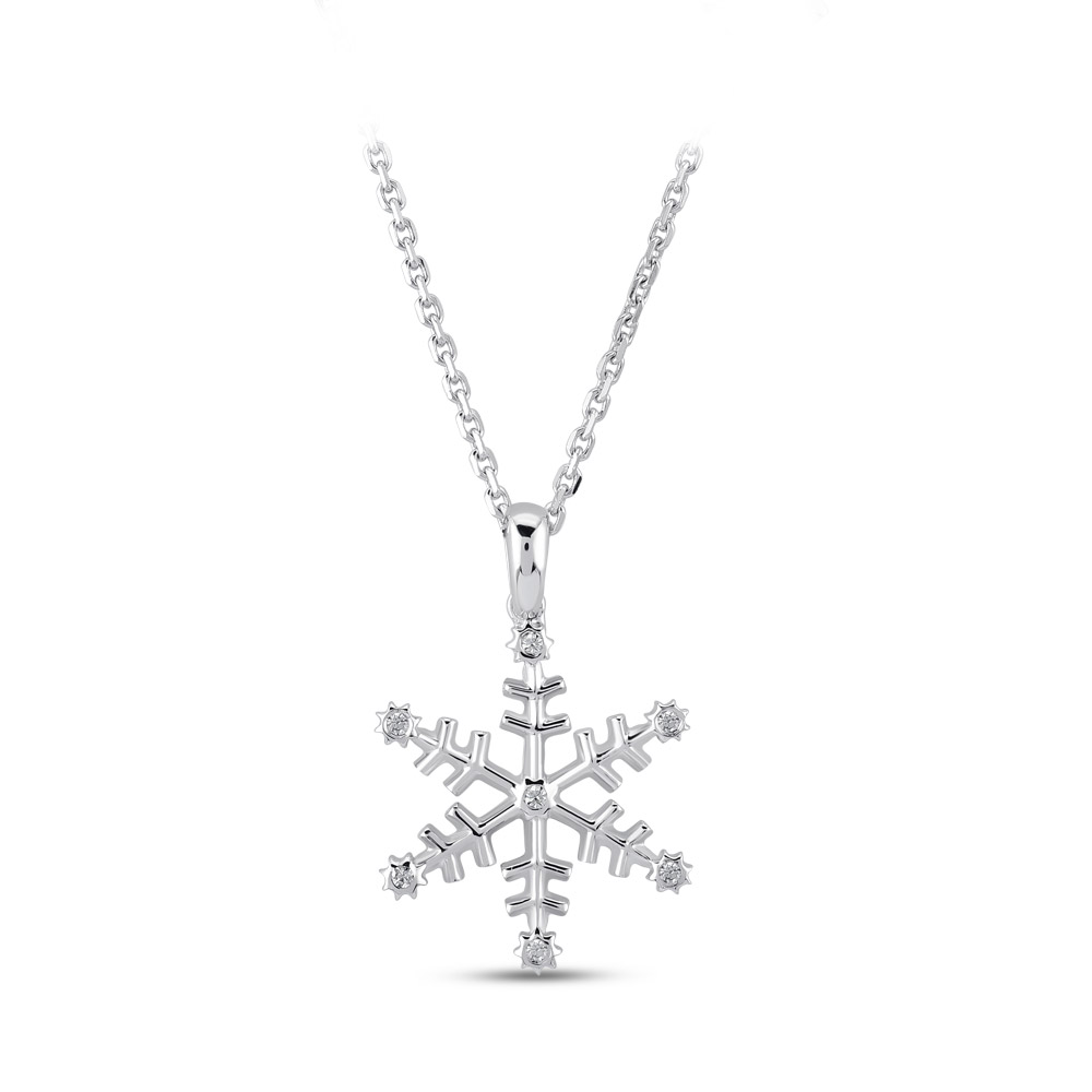 Diamond Snowflake Necklace - 14K Gold with .18 ctw Diamonds - Snowflak –  caligodesign.com