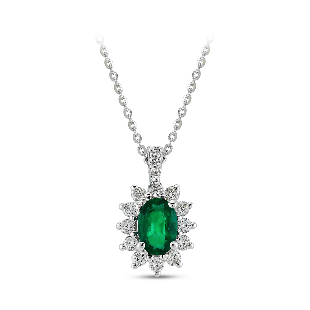 0.64 ct Emerald Diamond Necklace