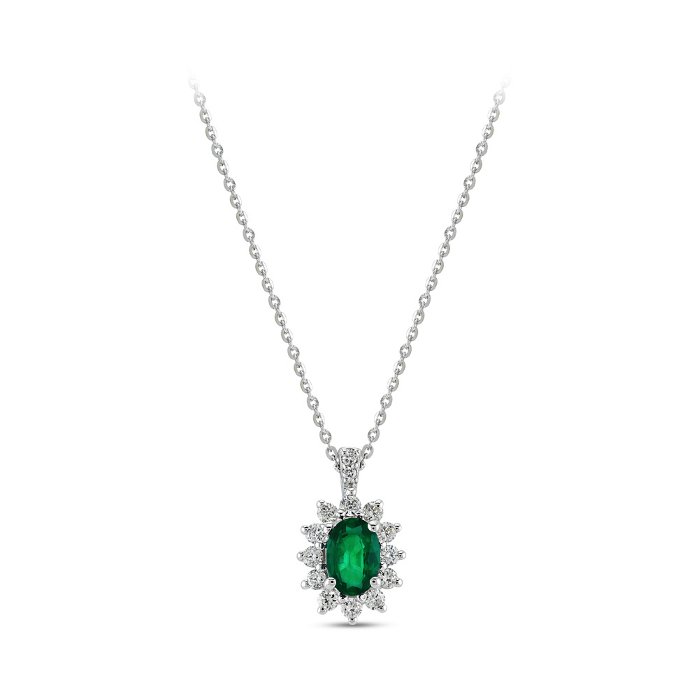 0.64 ct Emerald Diamond Necklace