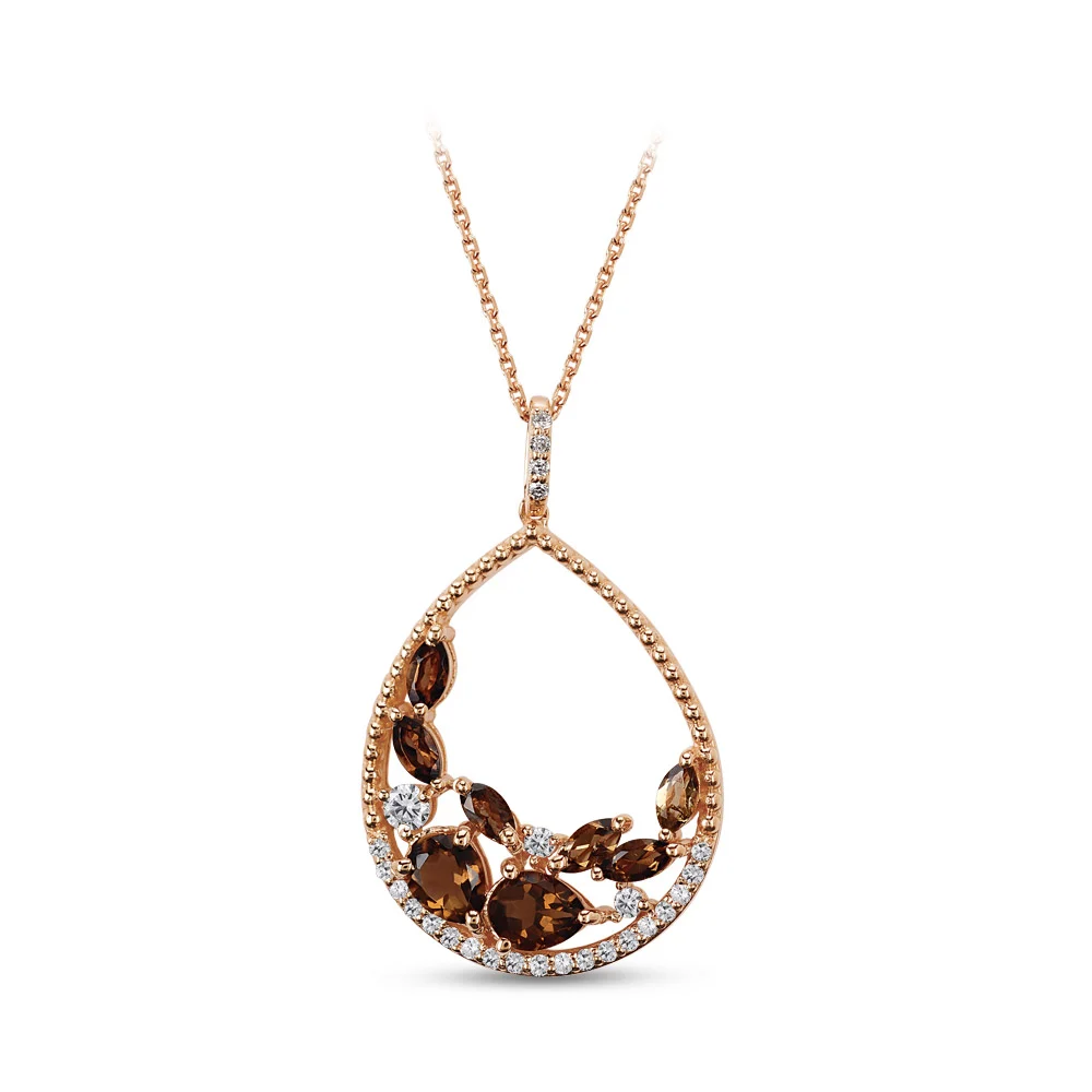 Smoky Quartz Diamond Necklace