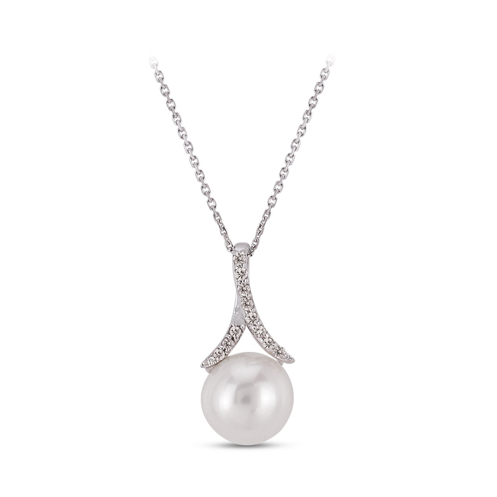 0.45 ct Pearl Diamond Necklace