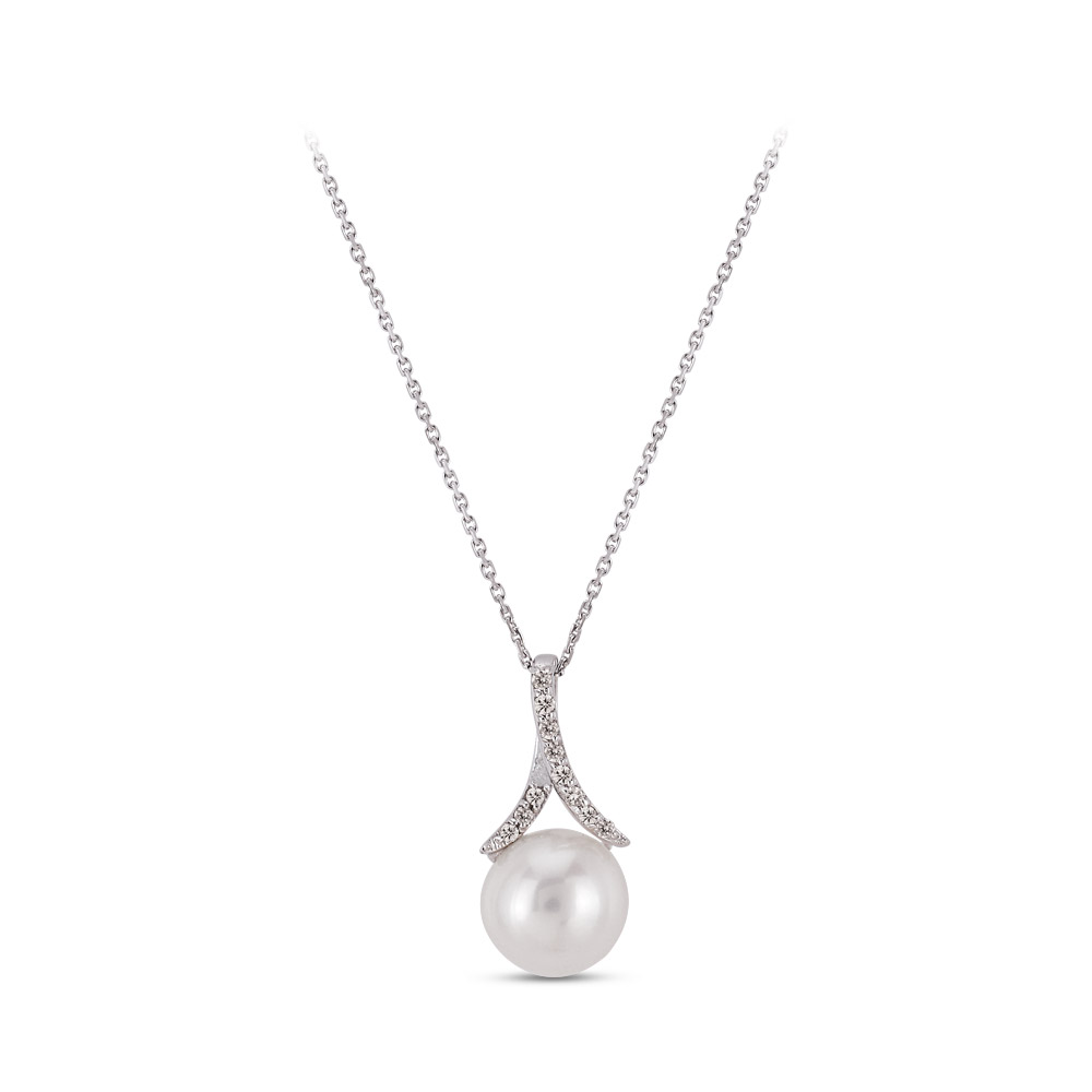 0.45 ct Pearl Diamond Necklace