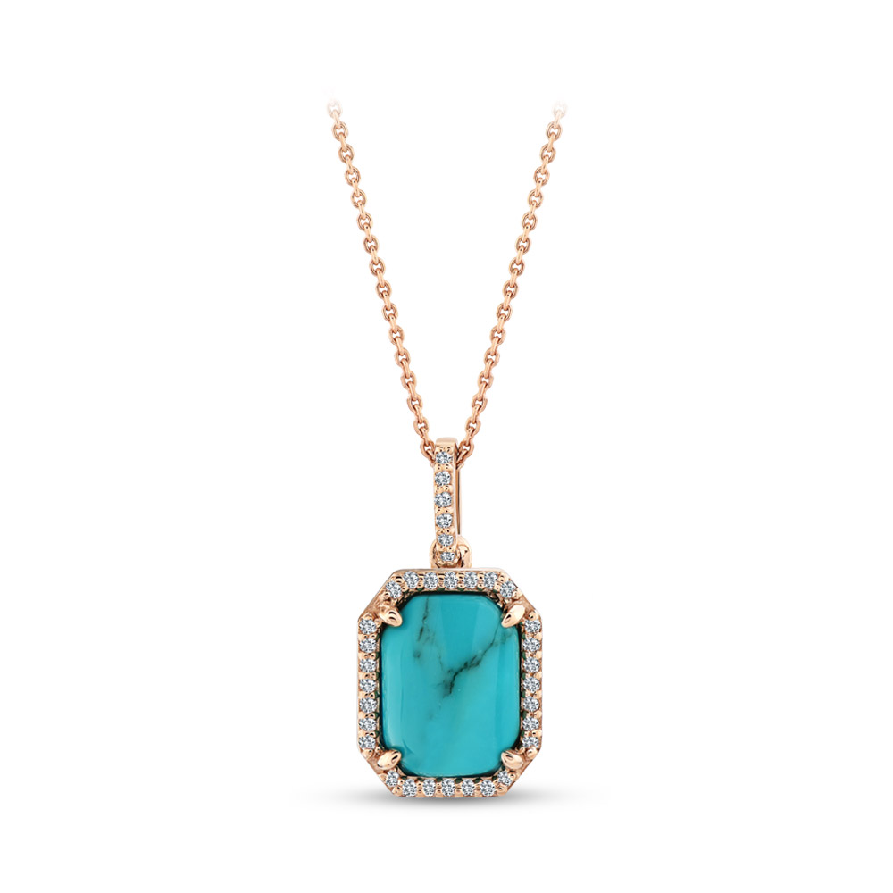 1.07 ct Diamond Turquoise Necklace