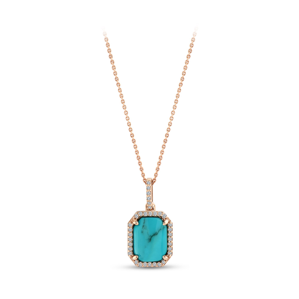 1.07 ct Diamond Turquoise Necklace