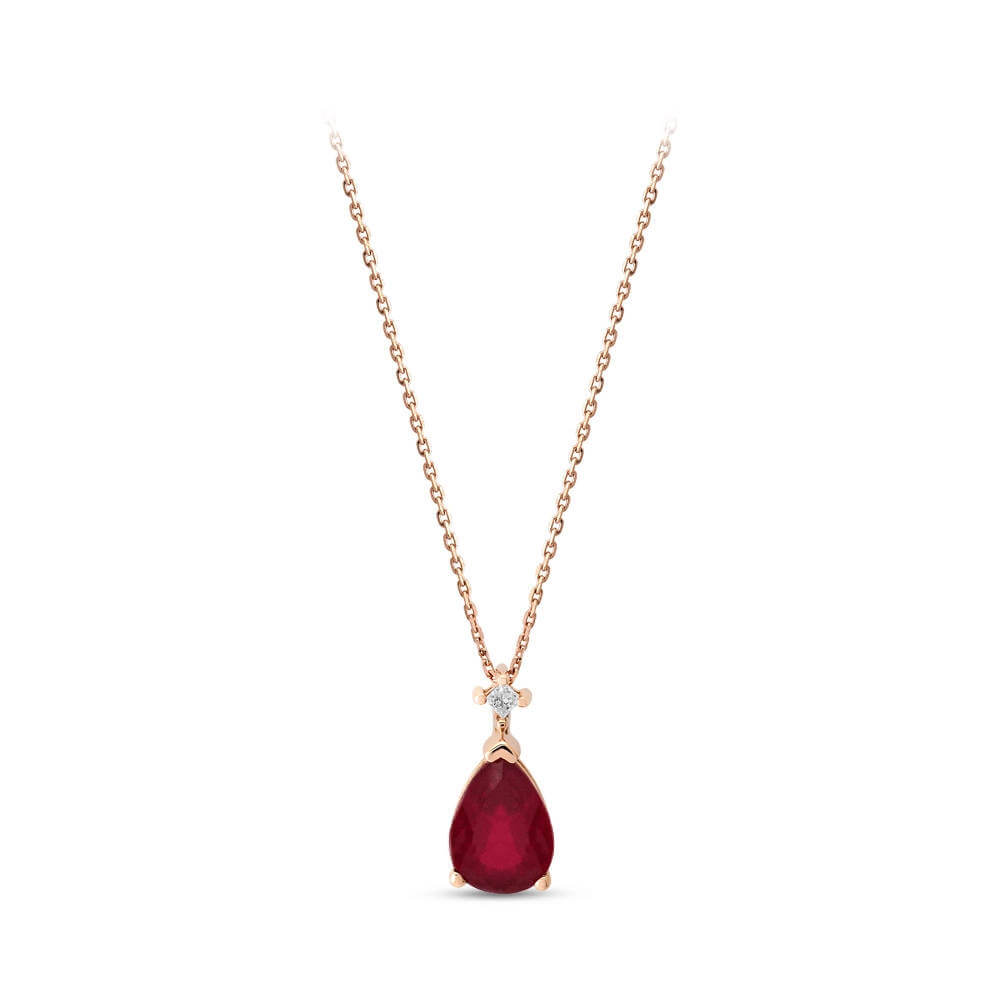 GURHAN Locket Gold Pendant Necklace, with Ruby and Diamond