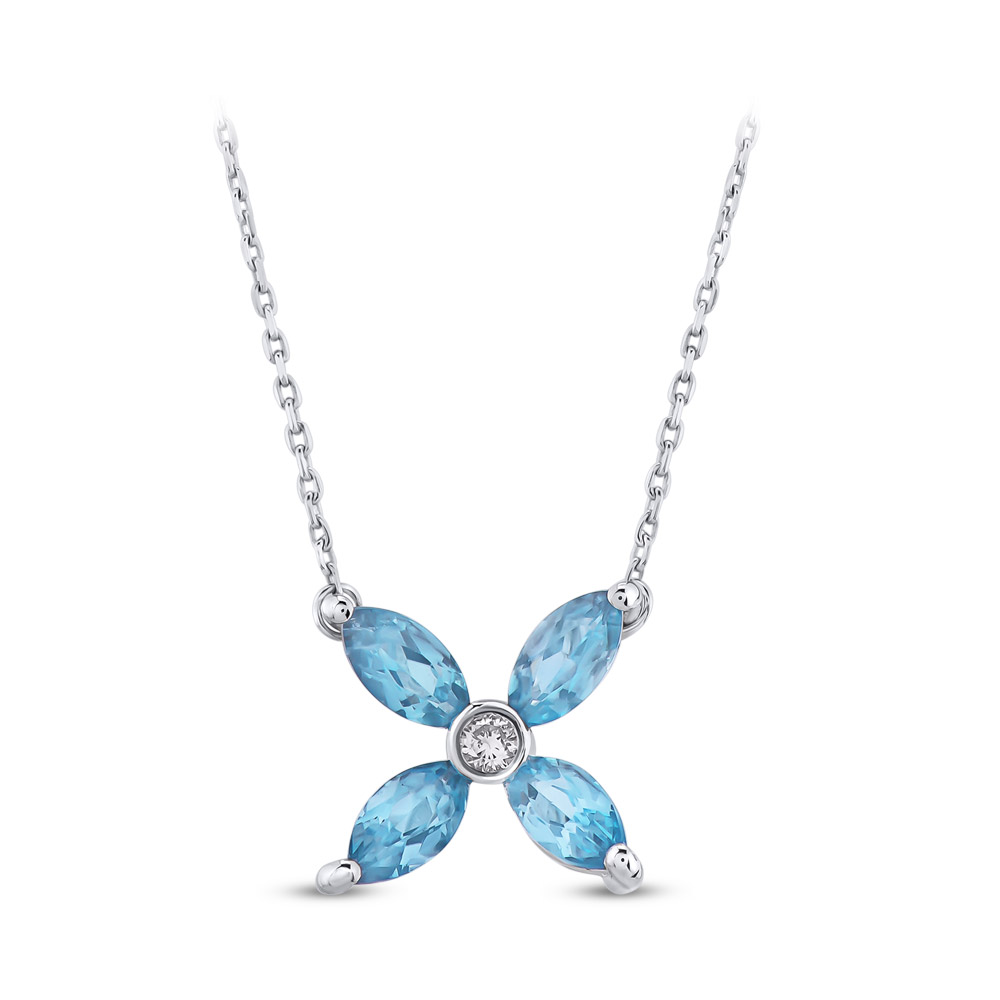 0.62 ct Blue Topaz Diamond Necklace