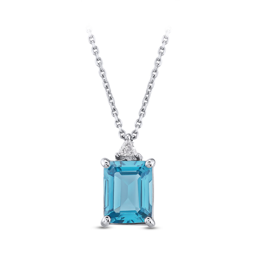 2.24 ct Blue Topaz Diamond Necklace