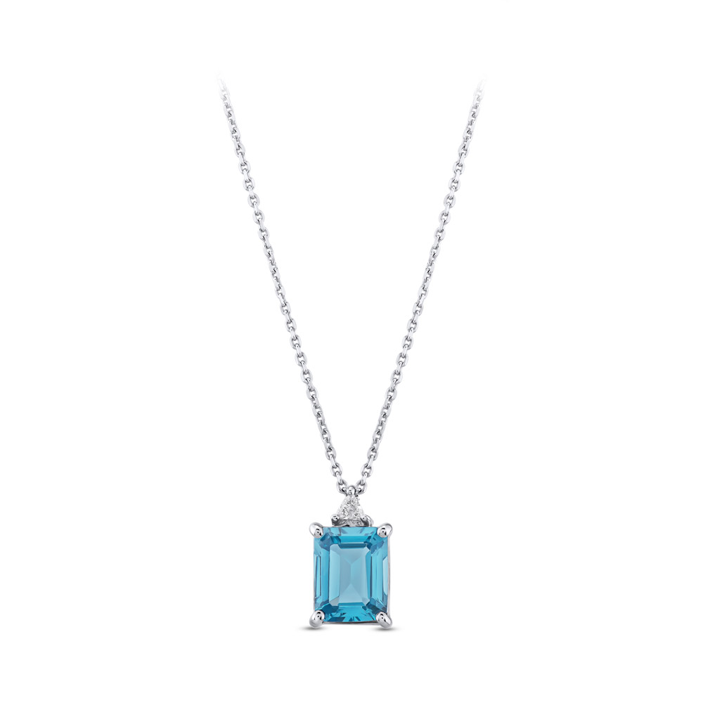 2.24 ct Blue Topaz Diamond Necklace