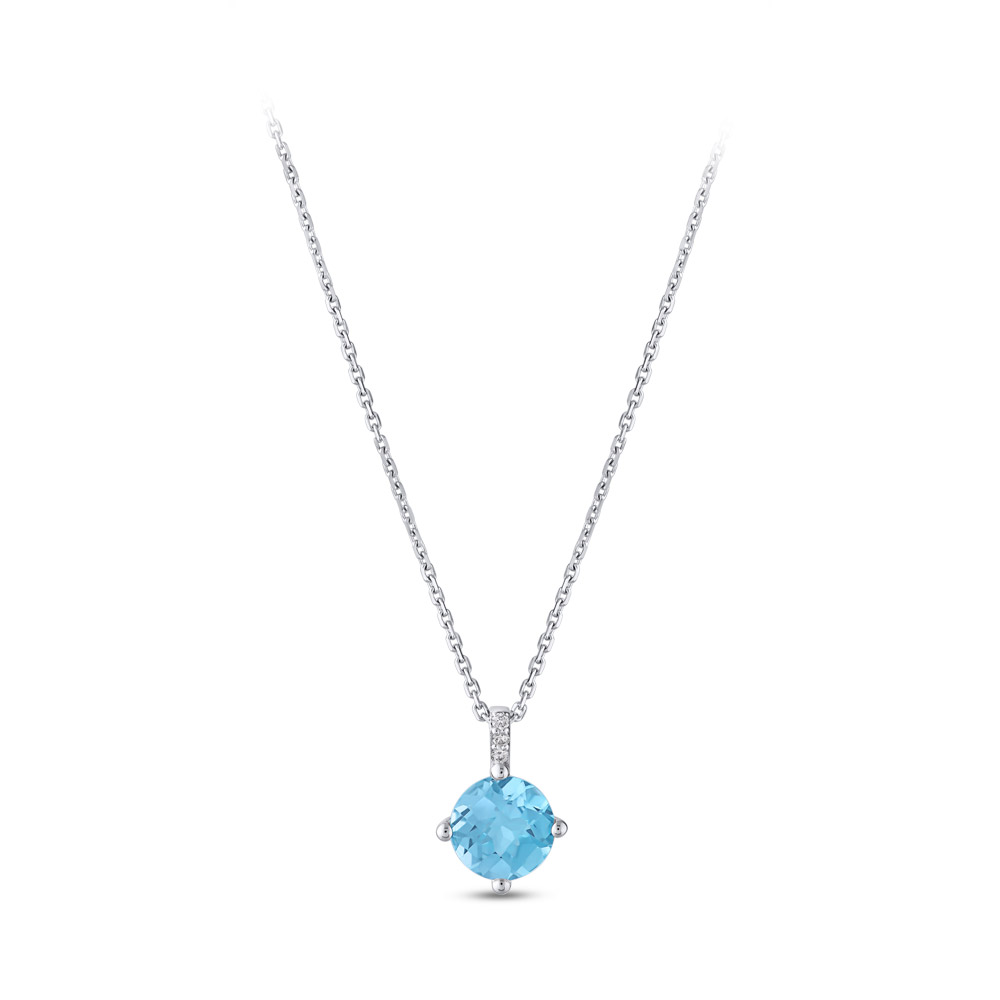 1.22 ct Blue Topaz Diamond Necklace