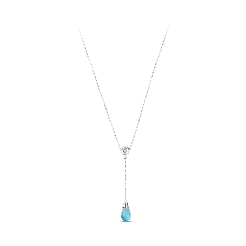 1.67 ct Love Drops Diamond Blue Topaz Necklace