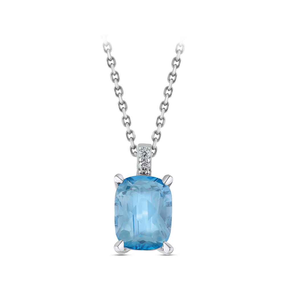 1.62 ct Blue Topaz Diamond Necklace
