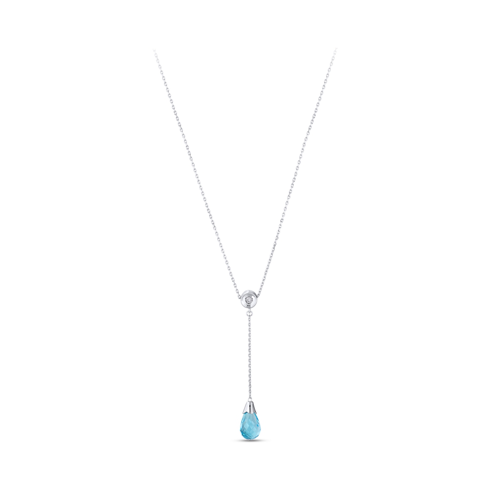 2.52 ct Love Drops Diamond Blue Topaz Necklace