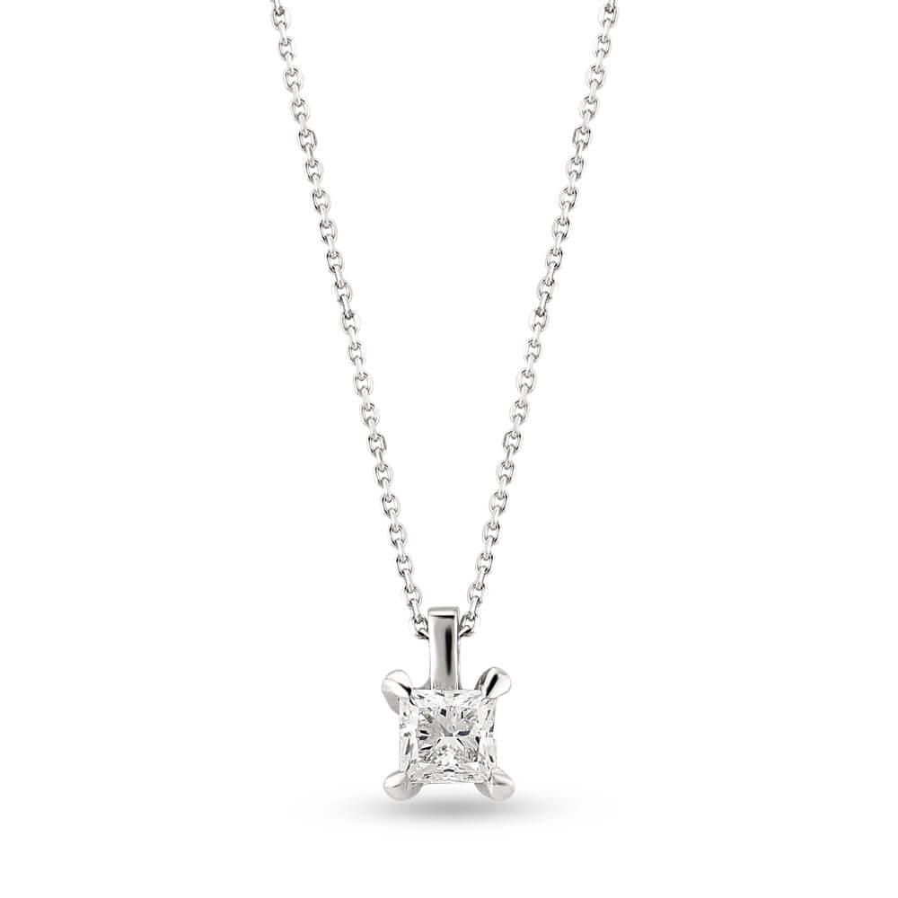 0.30 ct Princess Cut Solitaire Diamond Necklace