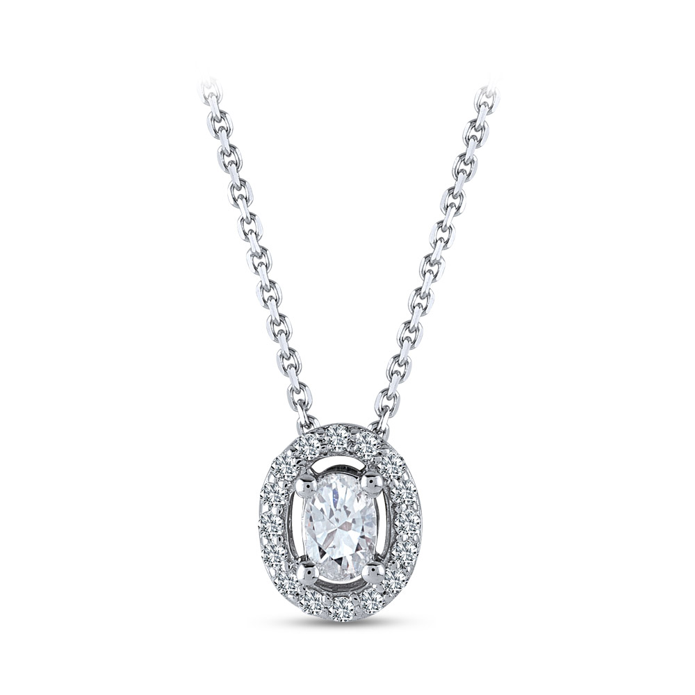0.32 ct Oval Cut Solitaire Diamond Necklace