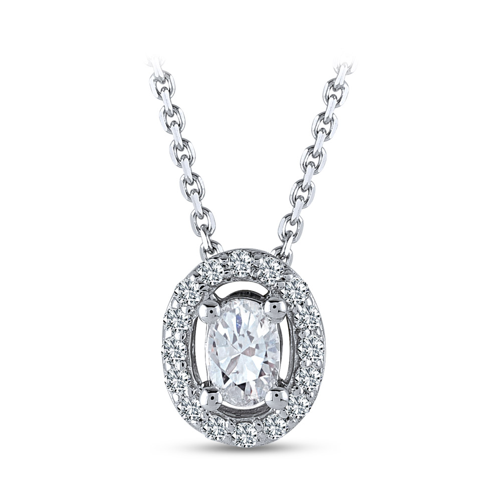 0.32 ct Oval Cut Solitaire Diamond Necklace