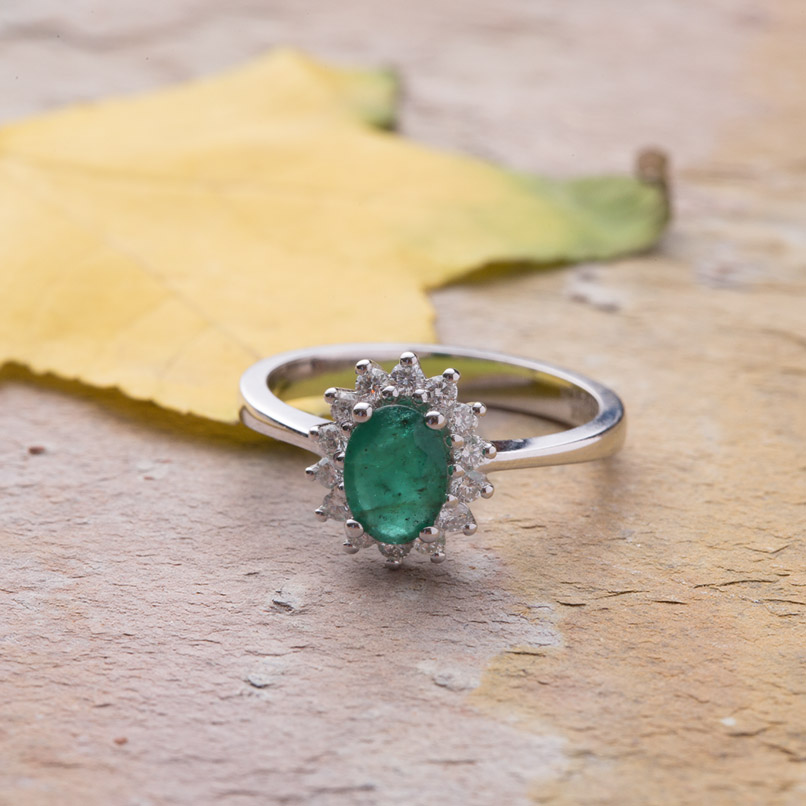 0.96 ct Emerald Diamond Ring