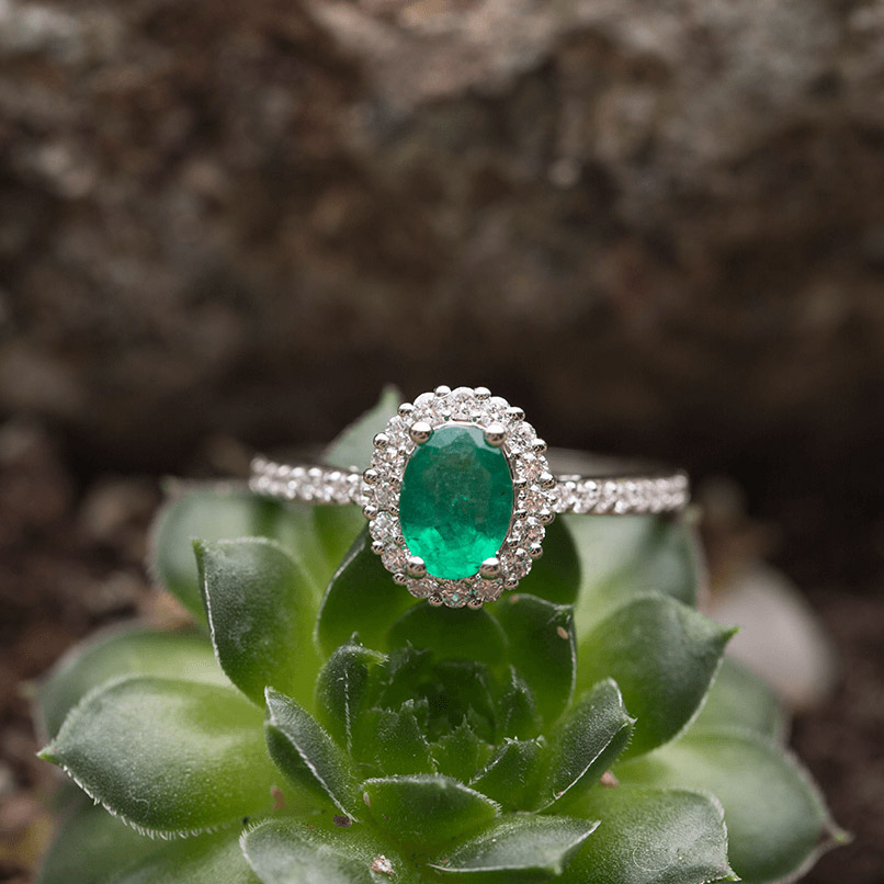 0.93 ct Emerald Diamond Ring