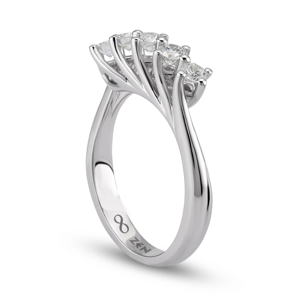 Five Stone Diamond Trellis Engagement Ring Mounting in 14k White Gold -  Richard Cannon Jewelry