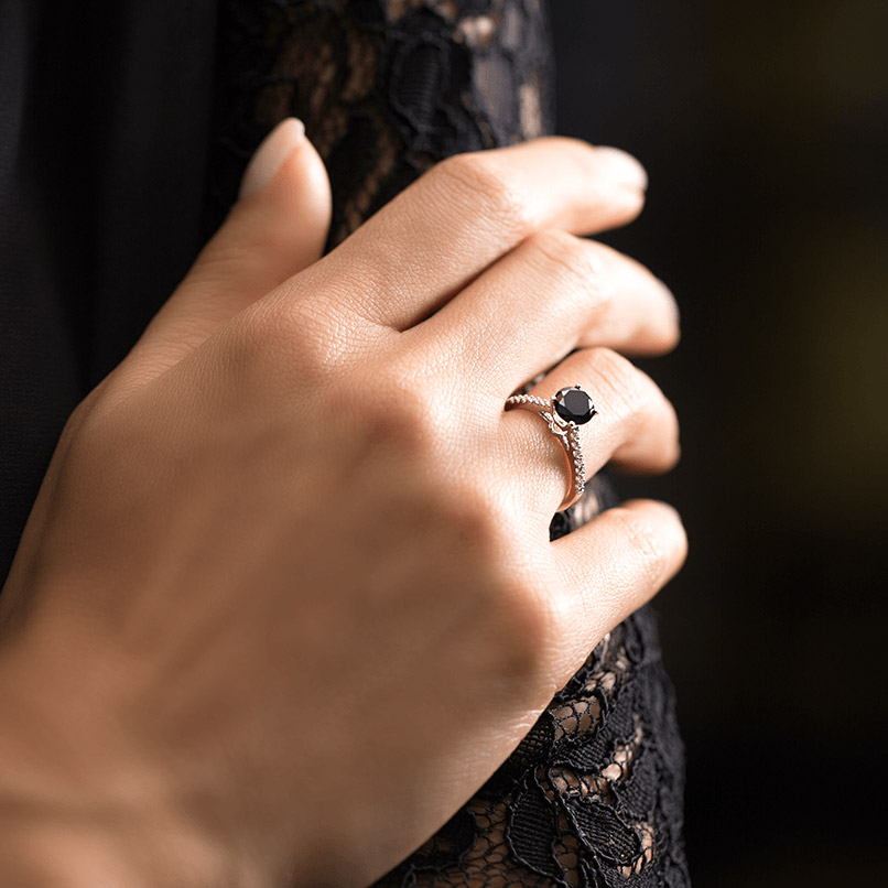 1.15 ct Black Diamond Solitaire Engagement Ring