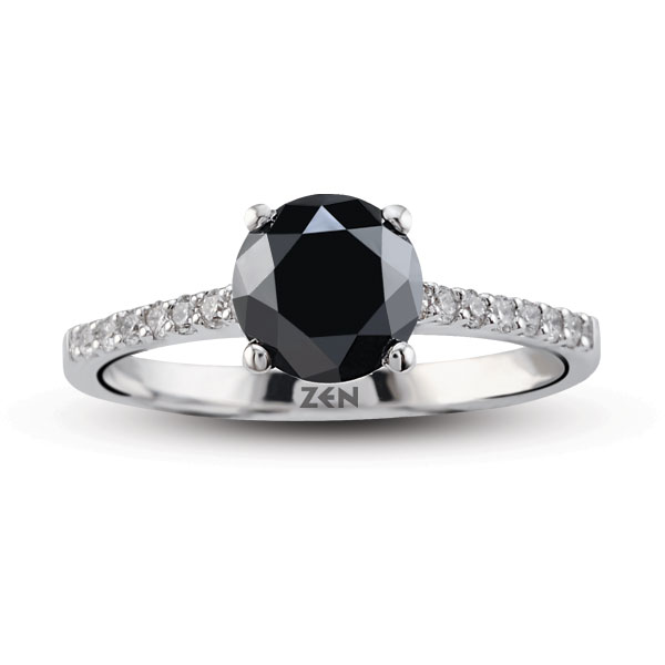 1.15 ct Black Diamond Solitaire Engagement Ring