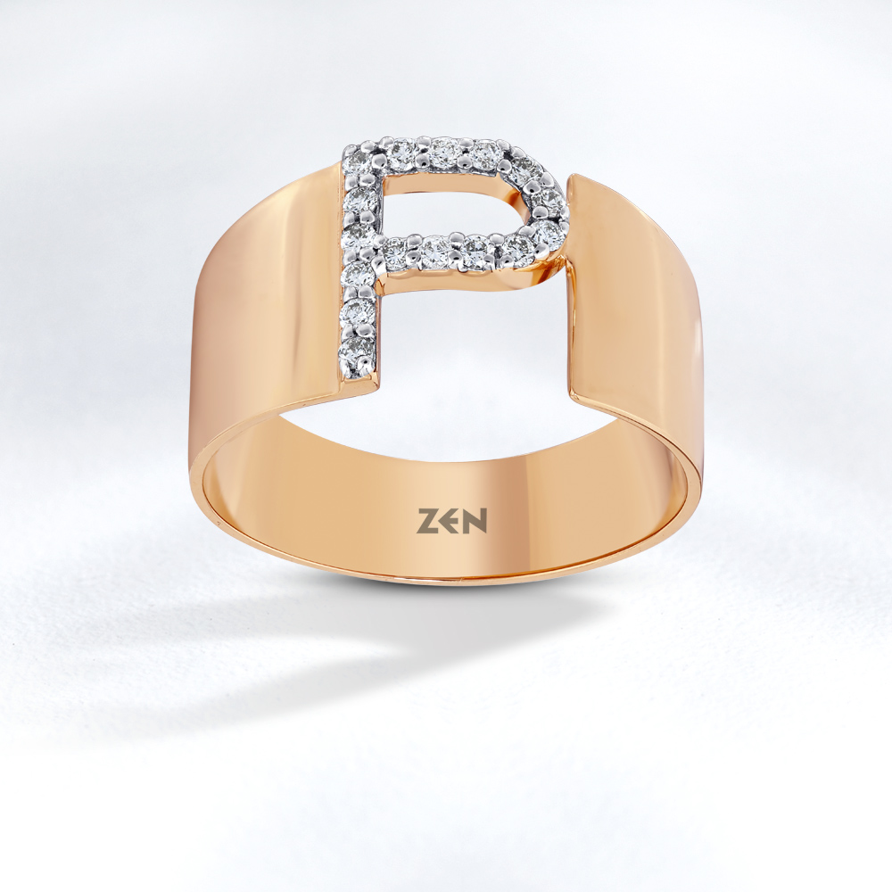 Letter P Diamond Ring