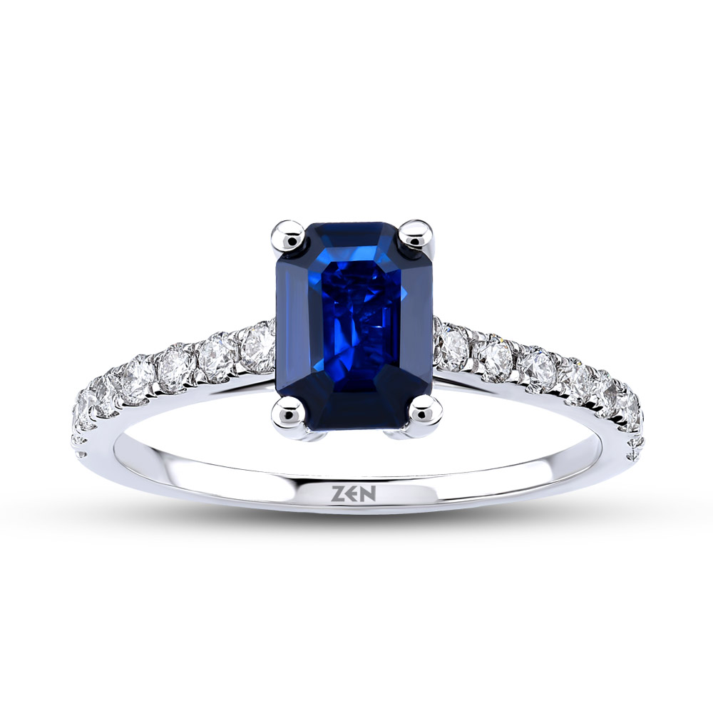 14K Gold 1 Carat Sapphire and Diamond Engagement Ring – LTB JEWELRY