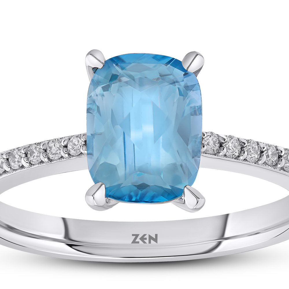 1.06 ct Blue Topaz Diamond Ring