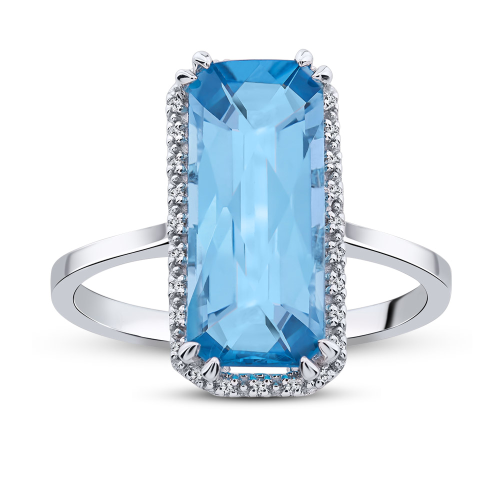 3.79 ct Blue Topaz Diamond Ring