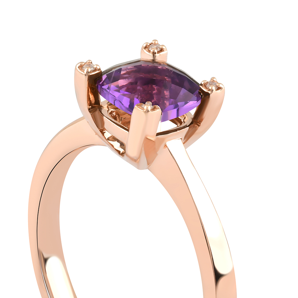 0.81 ct Amethyst Diamond Ring