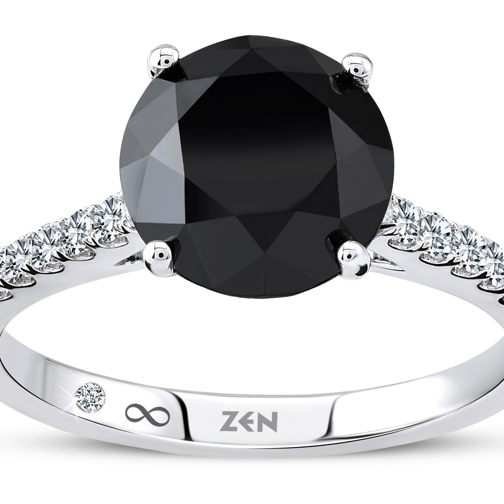 2.69 ct Solitaire Black Diamond Engagement Ring