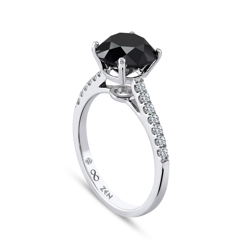 2.69 ct Solitaire Black Diamond Engagement Ring