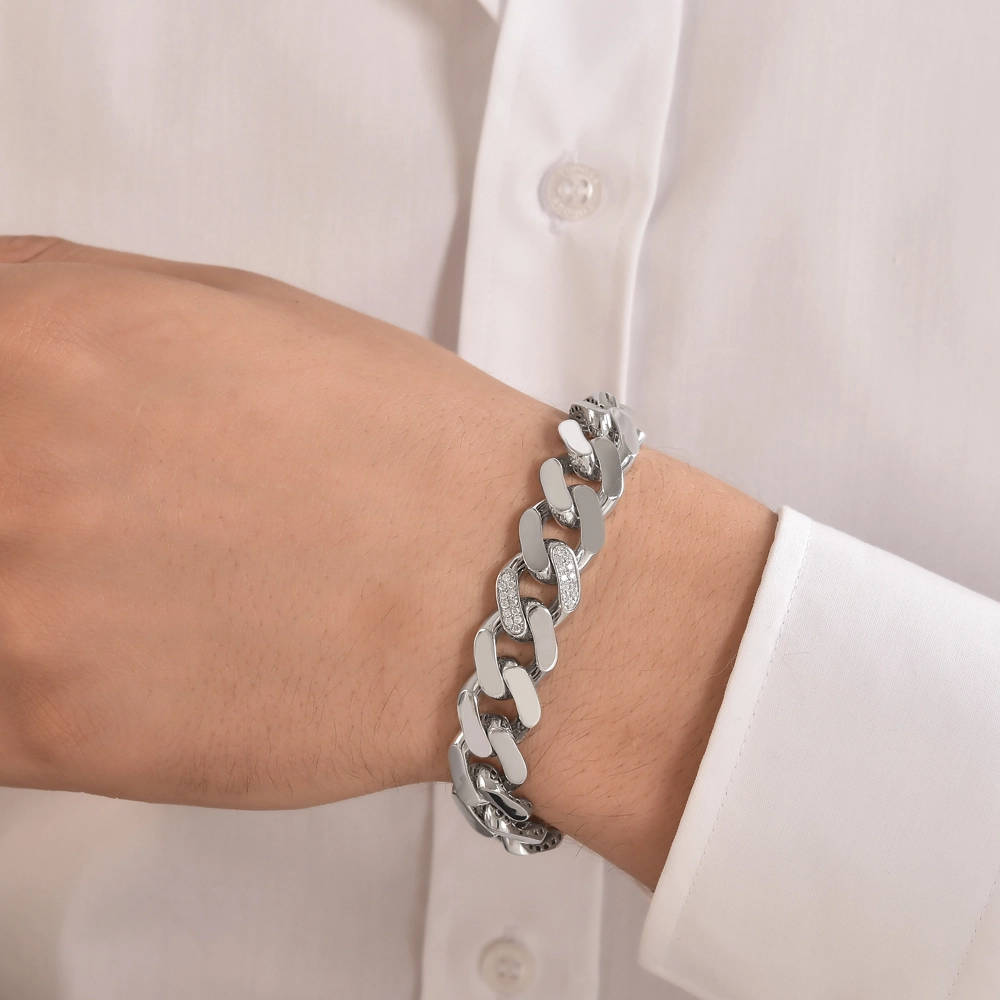 Men's Sterling Silver Cable Bracelet - Think-Positive